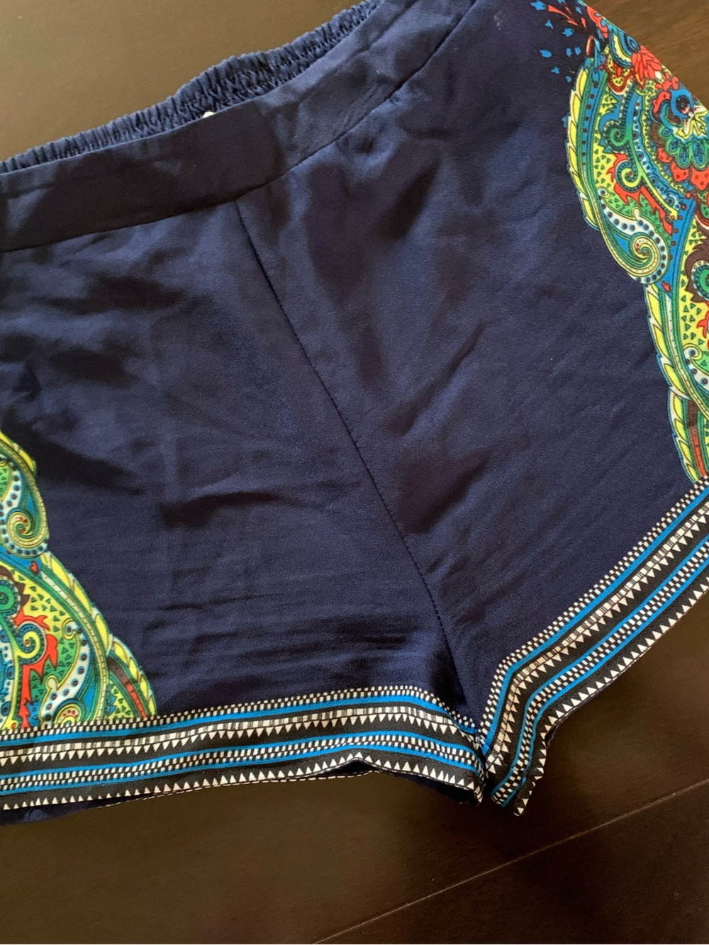 Sweet Wanderer Navy Paisley Print Women’s Pull-on Shorts